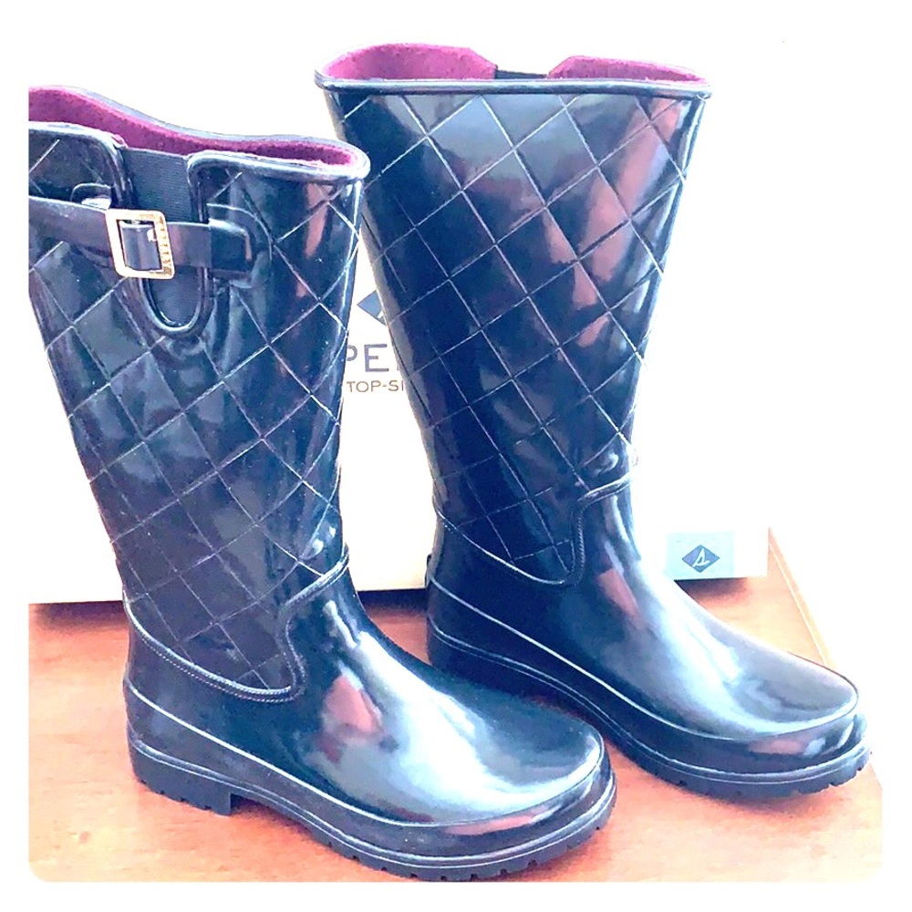SPERRY PELICAN III BLACK QUILTED BOOTS Size 7
